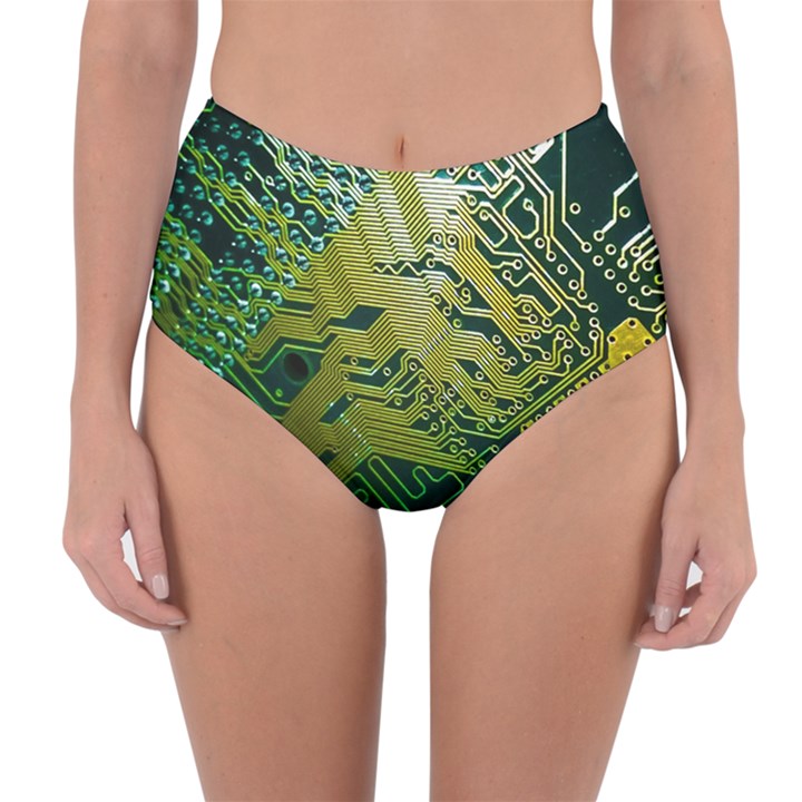 Laptop Computer Technology Leaf Line Green Biology Communication Electronics Illustration Informatio Reversible High-Waist Bikini Bottoms