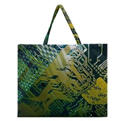 Laptop Computer Technology Leaf Line Green Biology Communication Electronics Illustration Informatio Zipper Large Tote Bag by Vaneshart