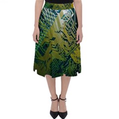 Laptop Computer Technology Leaf Line Green Biology Communication Electronics Illustration Informatio Classic Midi Skirt by Vaneshart