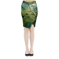 Laptop Computer Technology Leaf Line Green Biology Communication Electronics Illustration Informatio Midi Wrap Pencil Skirt by Vaneshart