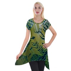 Laptop Computer Technology Leaf Line Green Biology Communication Electronics Illustration Informatio Short Sleeve Side Drop Tunic by Vaneshart