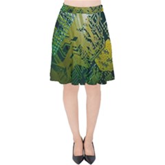 Laptop Computer Technology Leaf Line Green Biology Communication Electronics Illustration Informatio Velvet High Waist Skirt by Vaneshart