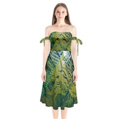 Laptop Computer Technology Leaf Line Green Biology Communication Electronics Illustration Informatio Shoulder Tie Bardot Midi Dress by Vaneshart