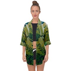 Laptop Computer Technology Leaf Line Green Biology Communication Electronics Illustration Informatio Open Front Chiffon Kimono by Vaneshart