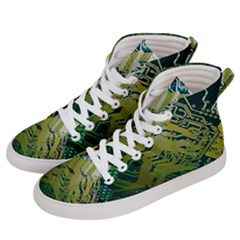 Laptop Computer Technology Leaf Line Green Biology Communication Electronics Illustration Informatio Women s Hi-top Skate Sneakers by Vaneshart