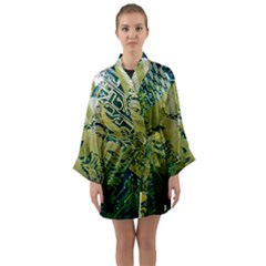 Laptop Computer Technology Leaf Line Green Biology Communication Electronics Illustration Informatio Long Sleeve Satin Kimono by Vaneshart