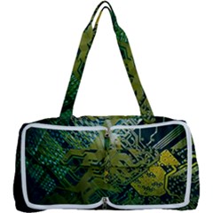 Laptop Computer Technology Leaf Line Green Biology Communication Electronics Illustration Informatio Multi Function Bag by Vaneshart