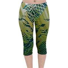 Laptop Computer Technology Leaf Line Green Biology Communication Electronics Illustration Informatio Velvet Capri Leggings  by Vaneshart