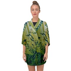 Laptop Computer Technology Leaf Line Green Biology Communication Electronics Illustration Informatio Half Sleeve Chiffon Kimono by Vaneshart