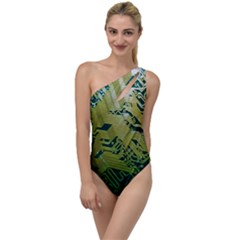 Laptop Computer Technology Leaf Line Green Biology Communication Electronics Illustration Informatio To One Side Swimsuit by Vaneshart