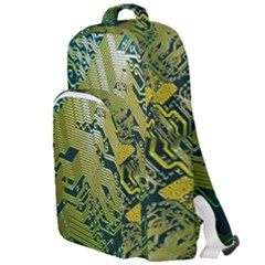 Laptop Computer Technology Leaf Line Green Biology Communication Electronics Illustration Informatio Double Compartment Backpack by Vaneshart