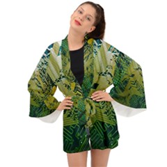 Laptop Computer Technology Leaf Line Green Biology Communication Electronics Illustration Informatio Long Sleeve Kimono by Vaneshart