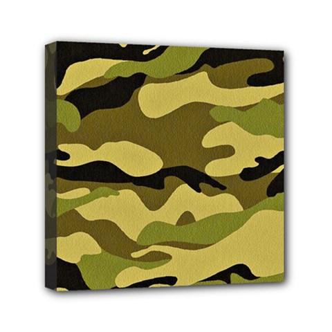 Fabric Army Camo Pattern Mini Canvas 6  X 6  (stretched) by Vaneshart