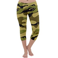 Fabric Army Camo Pattern Capri Yoga Leggings by Vaneshart