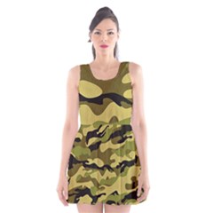 Fabric Army Camo Pattern Scoop Neck Skater Dress by Vaneshart