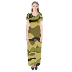 Fabric Army Camo Pattern Short Sleeve Maxi Dress by Vaneshart