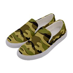 Fabric Army Camo Pattern Women s Canvas Slip Ons by Vaneshart