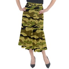 Fabric Army Camo Pattern Midi Mermaid Skirt