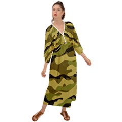 Fabric Army Camo Pattern Grecian Style  Maxi Dress by Vaneshart