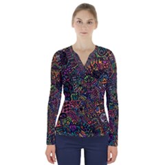 Awesome Abstract Pattern V-neck Long Sleeve Top