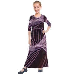 Light Sunlight Spiral Flower Line Color Electricity Circle Lightpaint Symmetry Shape  Macro   Kids  Quarter Sleeve Maxi Dress by Vaneshart