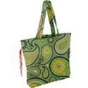 Texture Leaf Pattern Line Green Color Colorful Yellow Circle Ornament Font Art Illustration Design  Drawstring Tote Bag View2