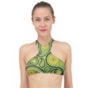 Texture Leaf Pattern Line Green Color Colorful Yellow Circle Ornament Font Art Illustration Design  High Neck Bikini Top View1