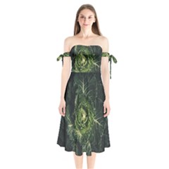 Plant Leaf Flower Green Produce Vegetable Botany Flora Cabbage Macro Photography Flowering Plant Shoulder Tie Bardot Midi Dress by Vaneshart