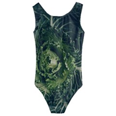 Plant Leaf Flower Green Produce Vegetable Botany Flora Cabbage Macro Photography Flowering Plant Kids  Cut-out Back One Piece Swimsuit by Vaneshart