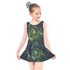 Plant Leaf Flower Green Produce Vegetable Botany Flora Cabbage Macro Photography Flowering Plant Kids  Skater Dress Swimsuit by Vaneshart