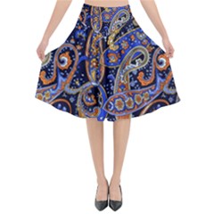 Vintage Retro Texture Decoration Pattern Color Circle Ornament Art Design Bright Symmetry Style  Flared Midi Skirt by Vaneshart