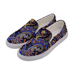 Vintage Retro Texture Decoration Pattern Color Circle Ornament Art Design Bright Symmetry Style  Women s Canvas Slip Ons by Vaneshart