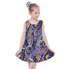 Vintage Retro Texture Decoration Pattern Color Circle Ornament Art Design Bright Symmetry Style  Kids  Summer Dress by Vaneshart