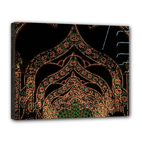 Light Night Christmas Christmas Decoration Symmetry Fantasia Oropesadelmar Castelln Iluminacin Bombi Canvas 14  X 11  (stretched) by Vaneshart