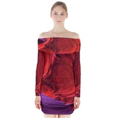 Flower Purple Petal Red Color Pink Hdr Magenta Lowerantelopecanyon Antelopecanyon Macro Photography Long Sleeve Off Shoulder Dress by Vaneshart