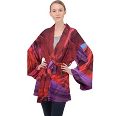 Flower Purple Petal Red Color Pink Hdr Magenta Lowerantelopecanyon Antelopecanyon Macro Photography Long Sleeve Velvet Kimono  by Vaneshart