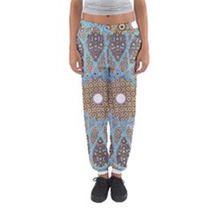 Vintage Flower Floral Pattern Line Tile Circle Art Design Symmetry Mosaic Culture Dome Shape Persian Women s Jogger Sweatpants by Vaneshart