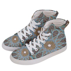 Vintage Flower Floral Pattern Line Tile Circle Art Design Symmetry Mosaic Culture Dome Shape Persian Men s Hi-top Skate Sneakers by Vaneshart