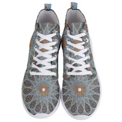 Vintage Flower Floral Pattern Line Tile Circle Art Design Symmetry Mosaic Culture Dome Shape Persian Men s Lightweight High Top Sneakers by Vaneshart