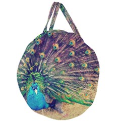 Bird Biology Fauna Material Chile Peacock Plumage Feathers Symmetry Vertebrate Peafowl Giant Round Zipper Tote by Vaneshart