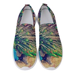 Bird Biology Fauna Material Chile Peacock Plumage Feathers Symmetry Vertebrate Peafowl Women s Slip On Sneakers by Vaneshart