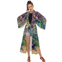 Bird Biology Fauna Material Chile Peacock Plumage Feathers Symmetry Vertebrate Peafowl Maxi Kimono by Vaneshart