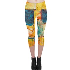 Abstract Painting Acrylic Paint Art Artistic Background Capri Leggings  by Vaneshart