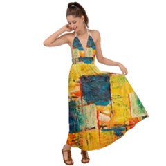 Abstract Painting Acrylic Paint Art Artistic Background Backless Maxi Beach Dress