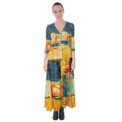 Abstract Painting Acrylic Paint Art Artistic Background Button Up Maxi Dress