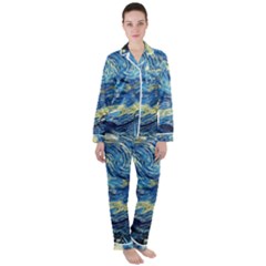 Starry Night Satin Long Sleeve Pyjamas Set by Vaneshart