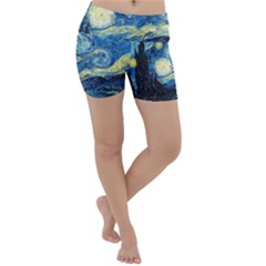 Starry Night Lightweight Velour Yoga Shorts by Vaneshart