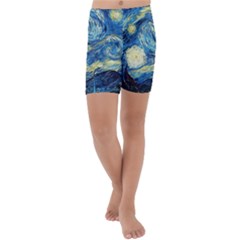 Starry Night Kids  Lightweight Velour Capri Yoga Leggings by Vaneshart