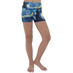 Starry Night Kids  Lightweight Velour Yoga Shorts by Vaneshart