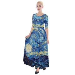 Starry Night Half Sleeves Maxi Dress by Vaneshart